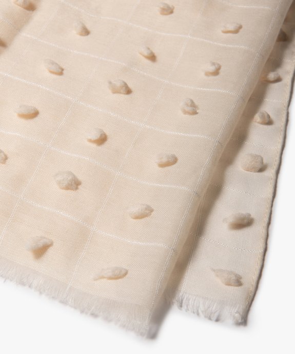 Foulard femme à carreaux avec petits pompons  vue2 - GEMO (ACCESS) - GEMO