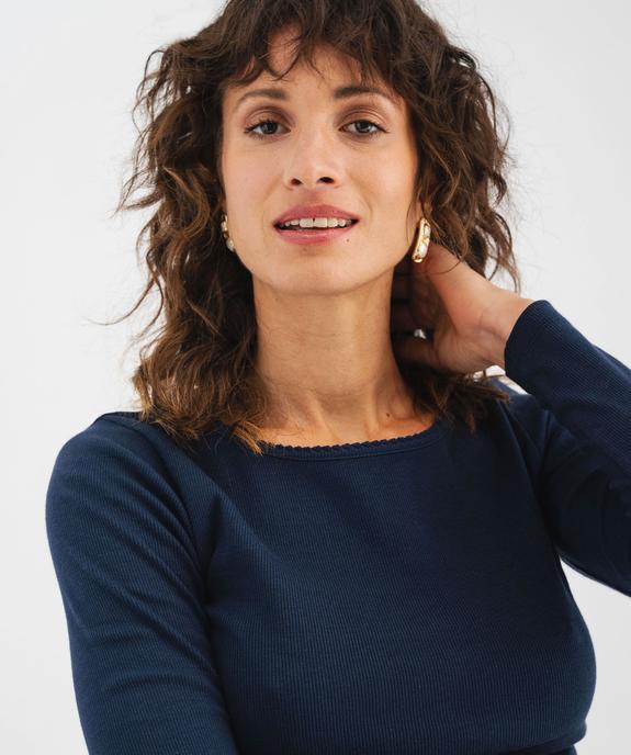 Tee-shirt manches longues en maille côtelée extensible femme vue2 - GEMO 4G FEMME - GEMO