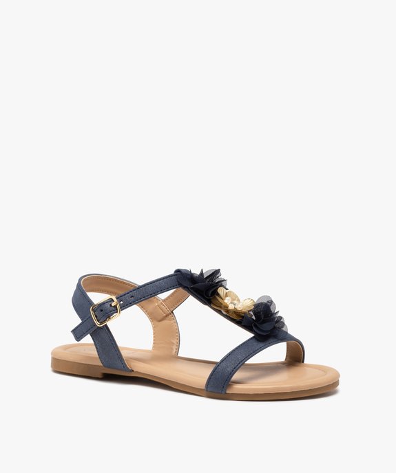 Sandales filles à talon plat et fleurs en tulle vue2 - GEMO (ENFANT) - GEMO