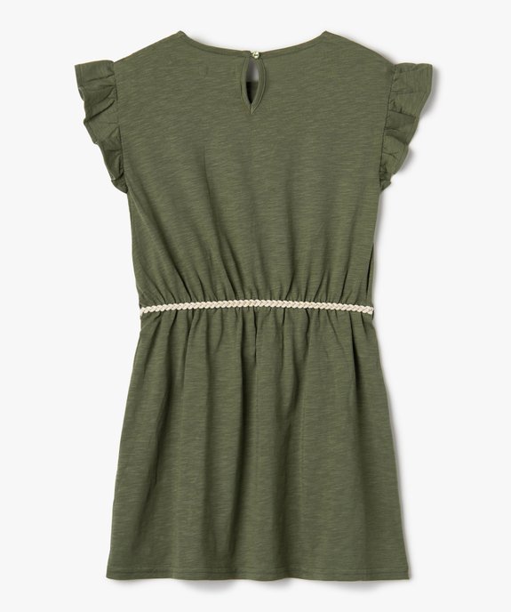 Robe fille en maille avec buste brodé et manches à volants vue3 - GEMO 4G FILLE - GEMO