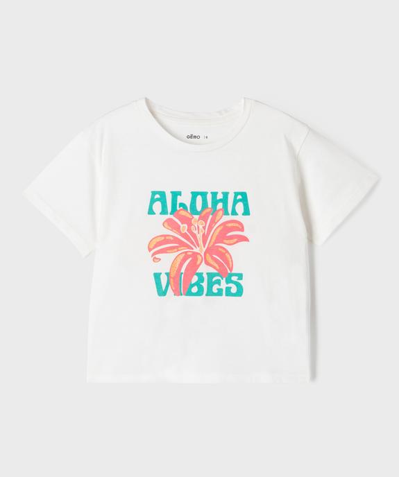 Tee-shirt manches courtes coupe oversize avec motif pailleté fille vue1 - GEMO (ENFANT) - GEMO