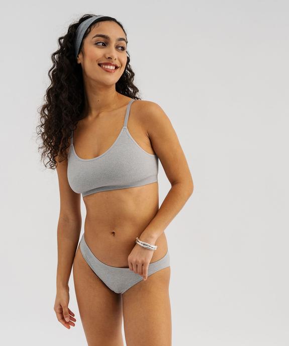 Brassière en maille côtelée avec fines bretelles vue3 - GEMO(HOMWR FEM) - GEMO