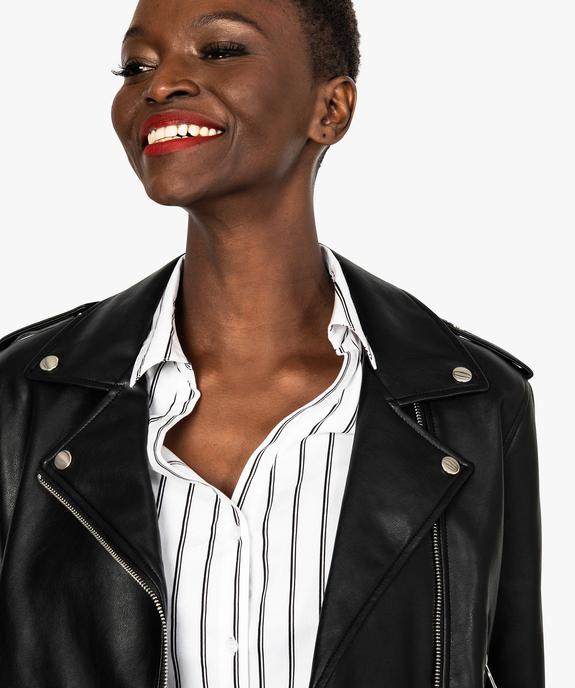 Veste perfecto femme en simili cuir avec ceinture vue2 - FOLLOW ME - GEMO