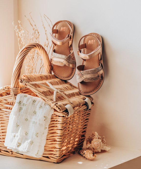 Sandales fille en cuir à brides scratch fantaisie - NA! vue6 - NA! - GEMO