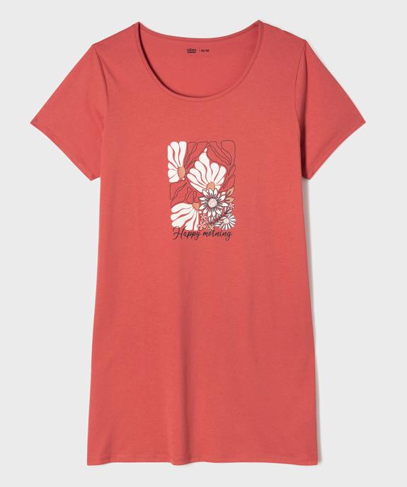 Chemise de nuit à manches courtes avec motifs femme grande taille vue1 - GEMO 4G FEMME - GEMO