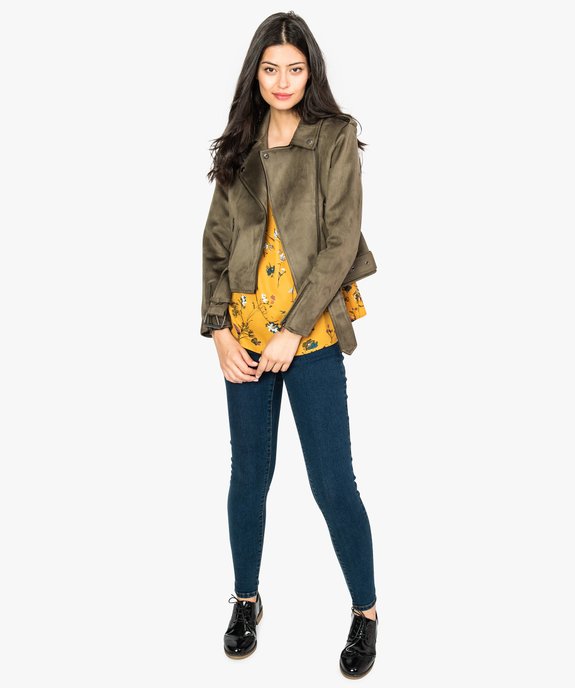 Blouson style perfecto aspect suédine vue5 - FOLLOW ME - GEMO
