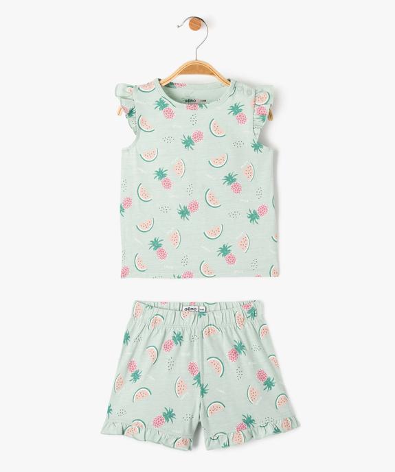 Pyjashort bébé fille 2 pièces à motif fruits vue1 - GEMO(BB COUCHE) - GEMO