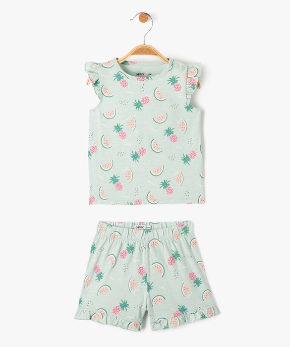 Pyjashort bébé fille 2 pièces à motif fruits vue1 - GEMO(BB COUCHE) - GEMO