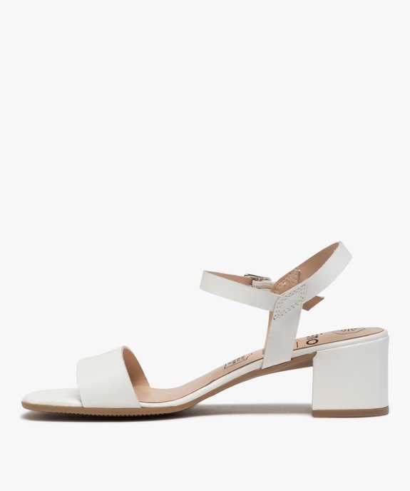 Sandales femme à talon carré dessus brides en cuir uni vue3 - GEMO(URBAIN) - GEMO