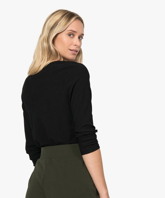 Tee-shirt femme en maille froissée avec effet noué sur l'avant vue3 - GEMO(FEMME PAP) - GEMO