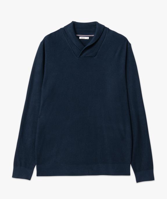 Pull col châle en fine maille côtelée homme vue7 - GEMO 4G HOMME - GEMO