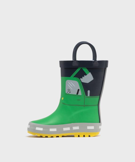 Bottes de pluie à anses et motif tracteur bébé garçon vue4 - BUGGY - GEMO
