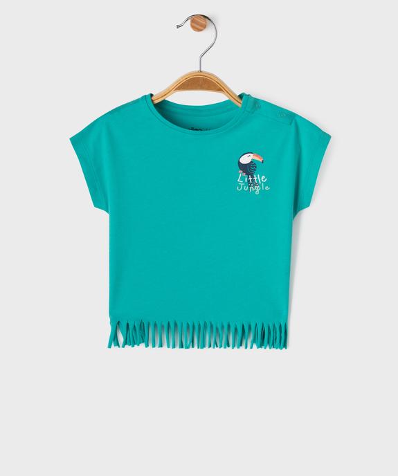 Tee-shirt manches courtes loose à franges et motif devant et dos bébé fille vue1 - GEMO(BEBE DEBT) - GEMO