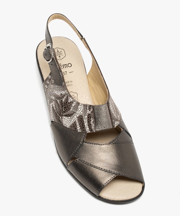 Sandales confort femme en cuir dessus métallisé vue5 - GEMO 4G FEMME - GEMO