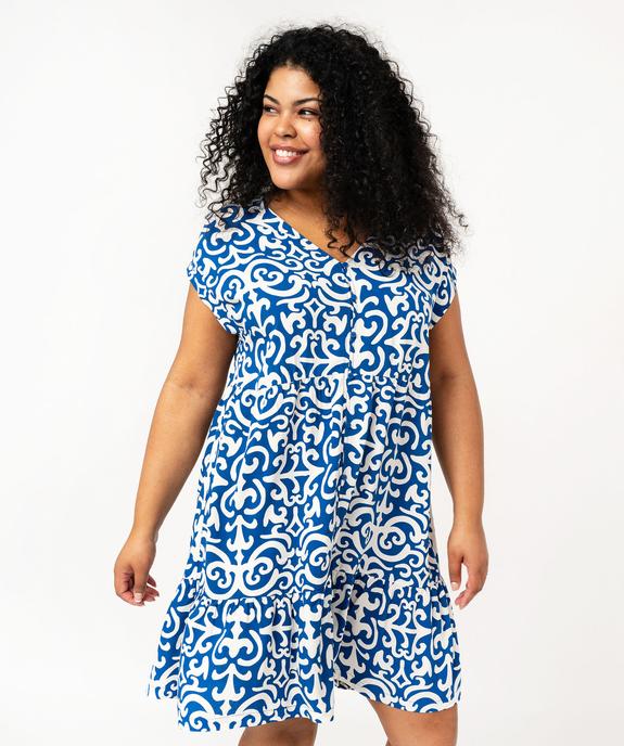 Robe à manches courtes en viscose femme grande taille vue2 - GEMO 4G GT - GEMO