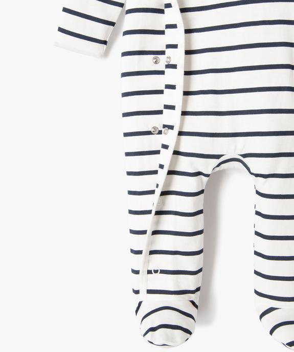 Pyjama en coton rayé pressionné devant bébé vue2 - GEMO(BB COUCHE) - GEMO