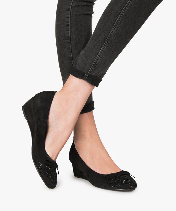 Ballerines femme à talon compensé et strass vue1 - GEMO(URBAIN) - GEMO