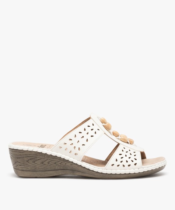Mules femme confort à brides ajourées et perles en bois vue1 - GEMO (CONFORT) - GEMO