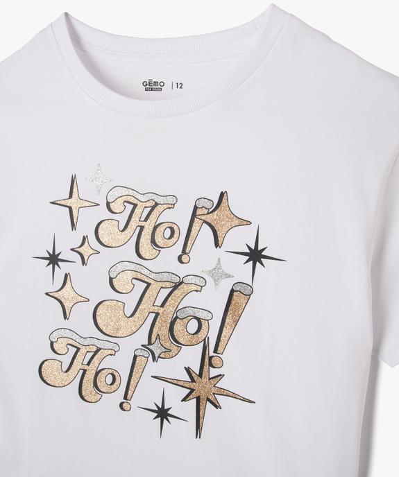 Tee-shirt de Noël à manches courtes imprimé fille vue2 - GEMO 4G FILLE - GEMO