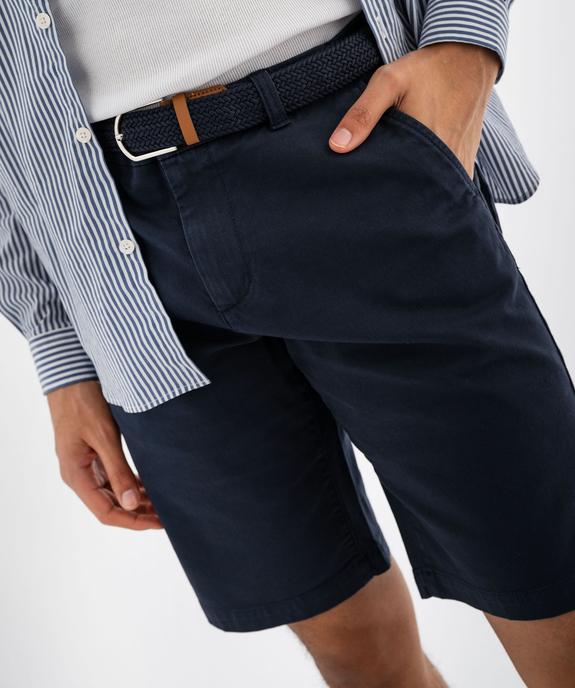 Bermuda chino droit avec ceinture tressée homme vue2 - GEMO (HOMME) - GEMO