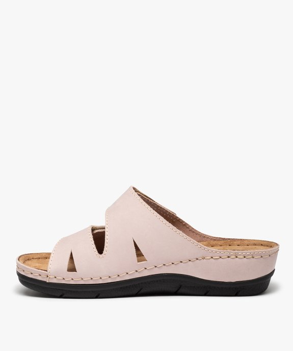 Mules femme confort unies dessus cuir à brides scratch  vue3 - G'FLEX - GEMO