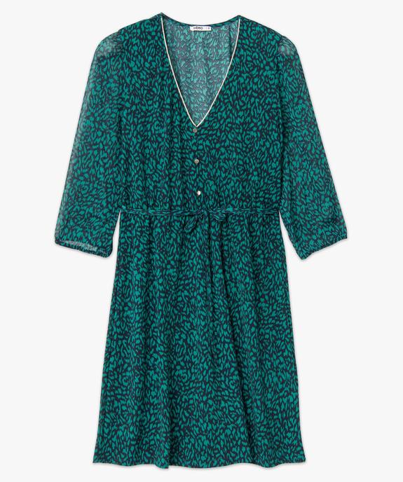 Robe femme imprimée avec col V et manches 3/4 vue4 - GEMO(FEMME PAP) - GEMO
