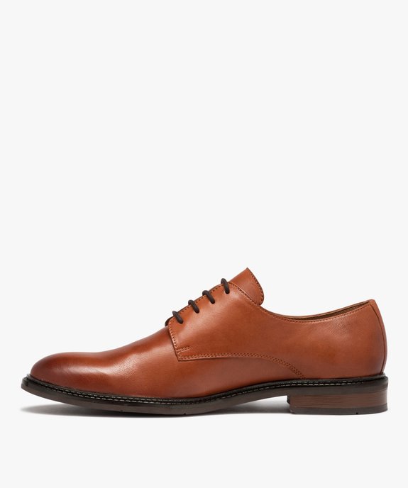 Derbies homme classiques dessus cuir uni à lacets  vue3 - GEMO(URBAIN) - GEMO