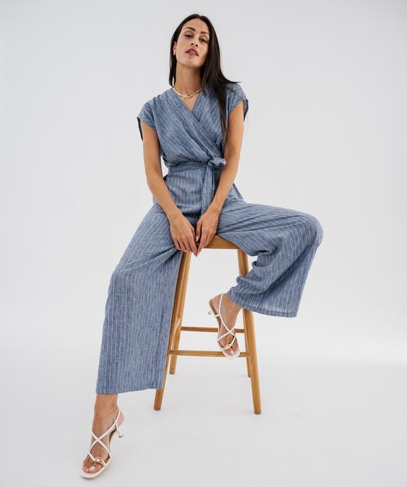 Combinaison pantalon cache-cœur à fines rayures femme vue5 - GEMO(FEMME PAP) - GEMO