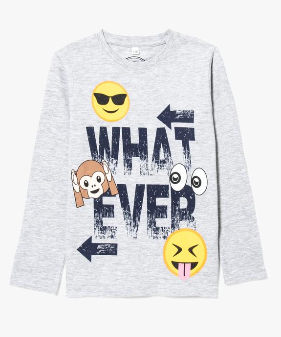 Tee-shirt manches longues imprimé - Emojis vue1 - PHONICONS - GEMO