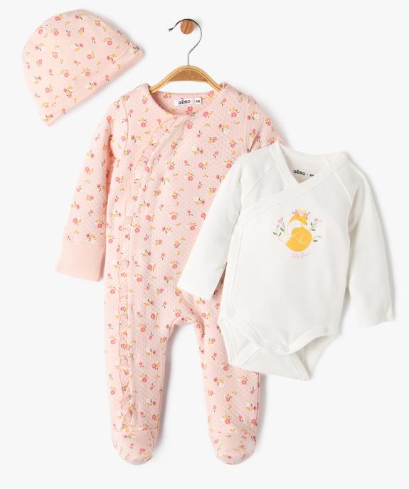 Ensemble 3 pièces spécial nuit bébé fille vue1 - GEMO(BB COUCHE) - GEMO
