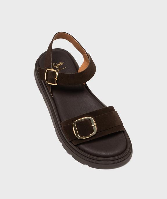 Sandales à semelle crantée dessus cuir femme - Tanéo vue5 - TANEO - GEMO