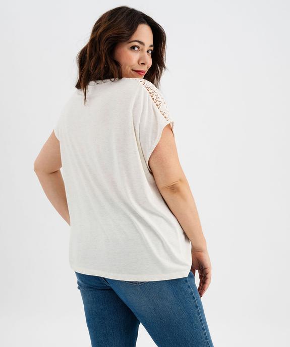 Tee-shirt à paillettes avec épaules brodées femme grande taille vue4 - GEMO (G TAILLE) - GEMO