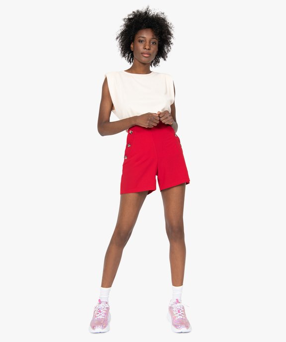 Short femme ample taille haute à pont boutonné vue5 - GEMO(FEMME PAP) - GEMO