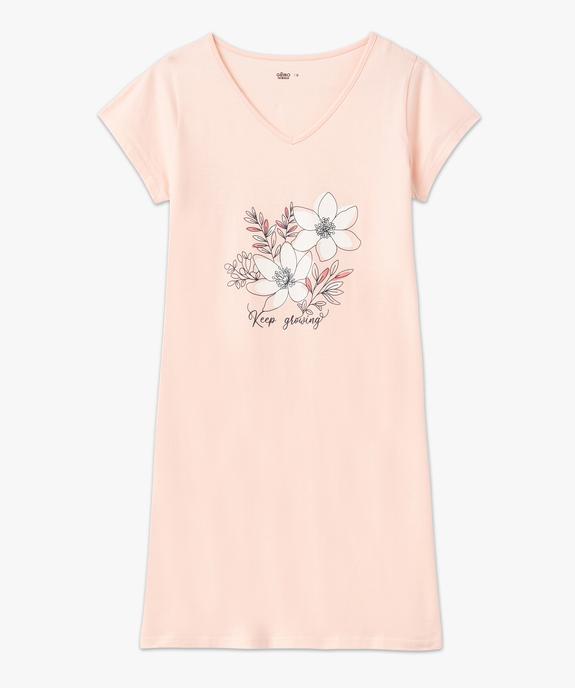 Chemise de nuit imprimée à manches courtes femme vue4 - GEMO 4G FEMME - GEMO