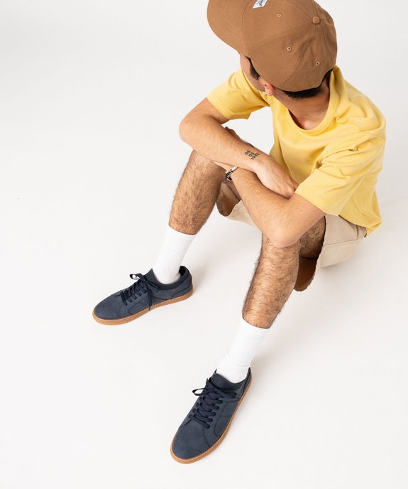 Baskets homme casual en suédine et à lacets col élastique vue1 - URBAN STEPS - GEMO