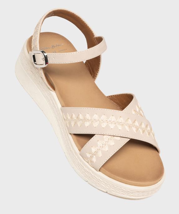 Sandales à talon compensé et brides brodées femme - Valentina Baladno vue5 - VALENTINA BALDA - GEMO