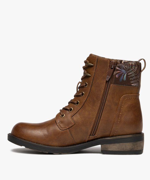 Boots femme à lacets avec col fantaisie et zip  vue4 - EMILIA ROSA - GEMO