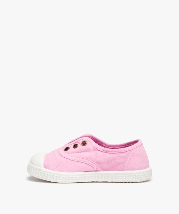 Baskets fille élastiquées en toile unie et bout renforcé vue3 - GEMO (ENFANT) - GEMO