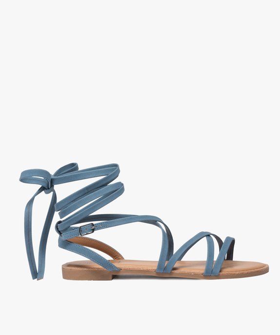 Sandales femme à fines brides lacées cheville vue1 - GEMO (CASUAL) - GEMO