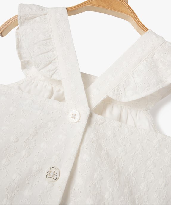 Blouse bébé fille en dentelle anglaise à bretelles volantées croisées - LuluCastagnette vue3 - LULUCASTAGNETTE - GEMO