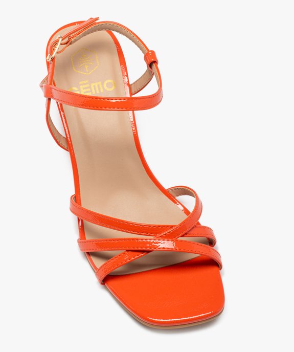 Sandales femme à talon fin avec brides vernies et unies vue5 - GEMO(URBAIN) - GEMO