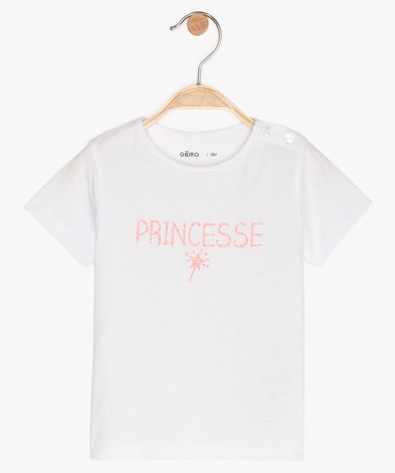 Tee-shirt bébé fille à manches courtes et motif pailleté vue1 - GEMO 4G BEBE - GEMO