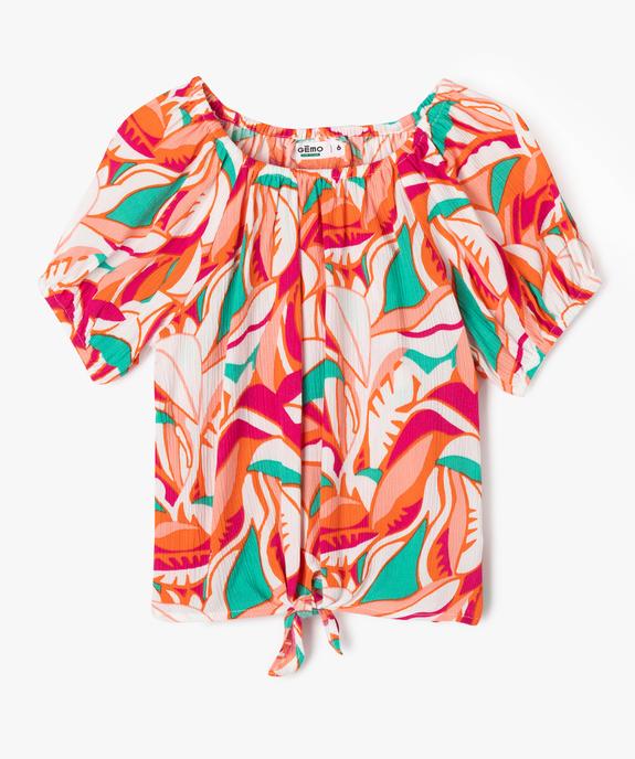 Blouse à manches ballon avec nœud en viscose froissée fille vue1 - GEMO 4G FILLE - GEMO