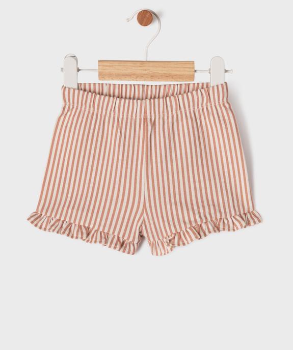 Short en jersey de coton texturé à taille élastiquée bébé fille vue1 - GEMO 4G BEBE - GEMO