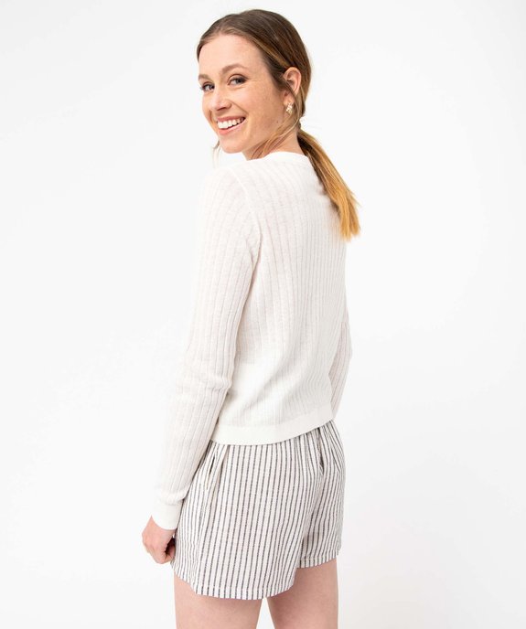 Gilet femme à col rond en maille côtelée - LuluCastagnette vue3 - LULUCASTAGNETTE - GEMO