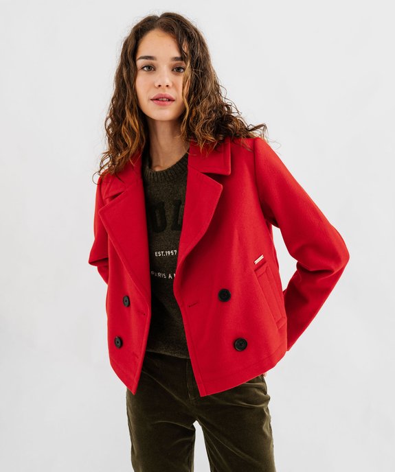 Manteau court à grand col femme vue3 - LULUCASTAGNETTE - GEMO