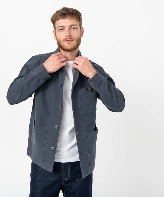 Veste homme en coton forme chemise vue1 - GEMO (HOMME) - GEMO