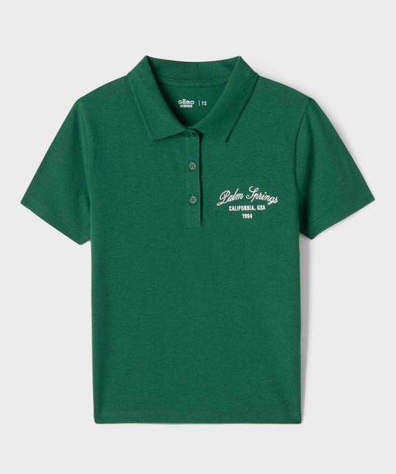 Polo manches courtes avec inscription brodée poitrine garçon vue1 - GEMO 4G FILLE - GEMO