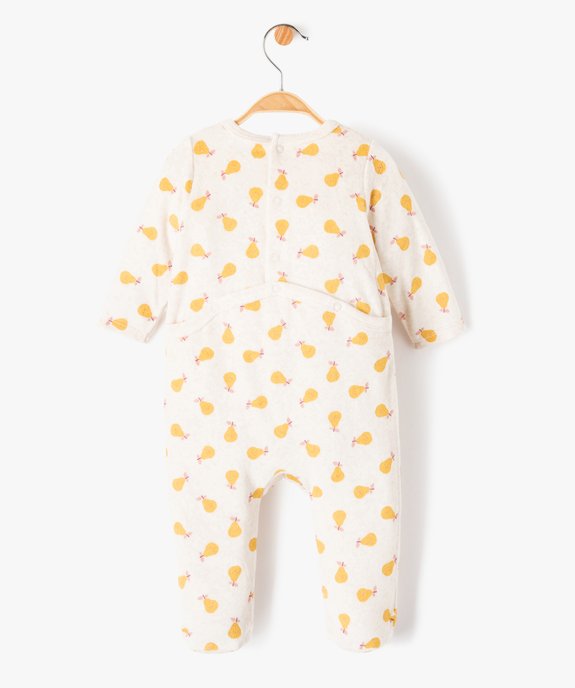 Pyjama bébé fille en velours imprimé poires et broderie vue6 - GEMO(BB COUCHE) - GEMO