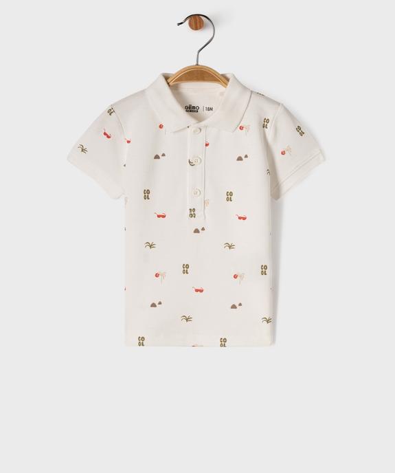 Polo manches courtes en maille piquée à motif bébé garçon vue1 - GEMO 4G BEBE - GEMO